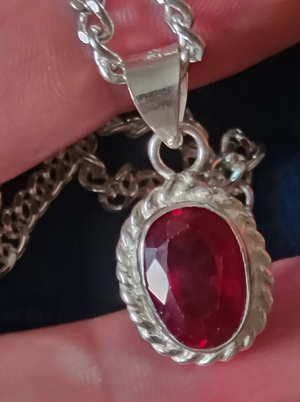 10.05ctw Natural Red Burma Ruby Pendant - 925 Sterling Silver Bail - 11x7mm